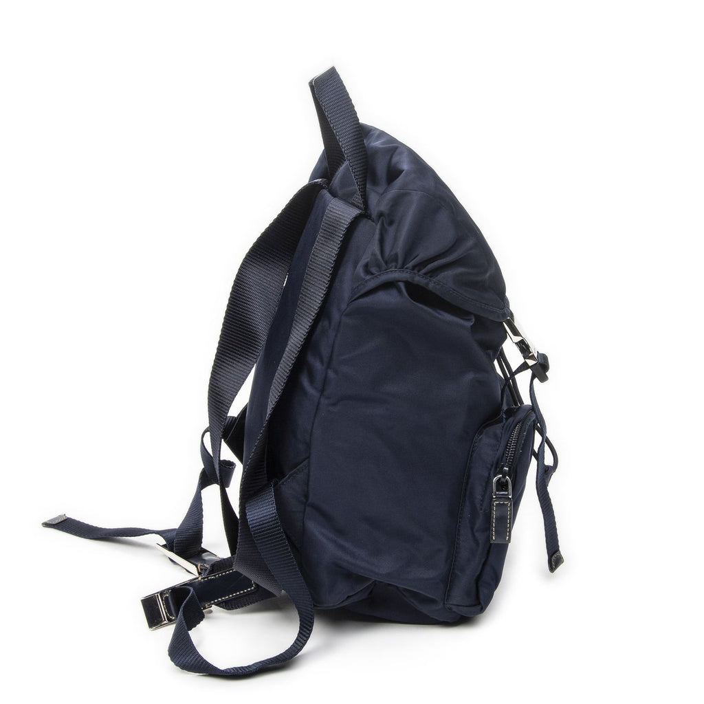 Prada Drawstring Flap Backpack Navy Nylon Canvas — view 4