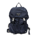 Prada Drawstring Flap Backpack Navy Nylon Canvas