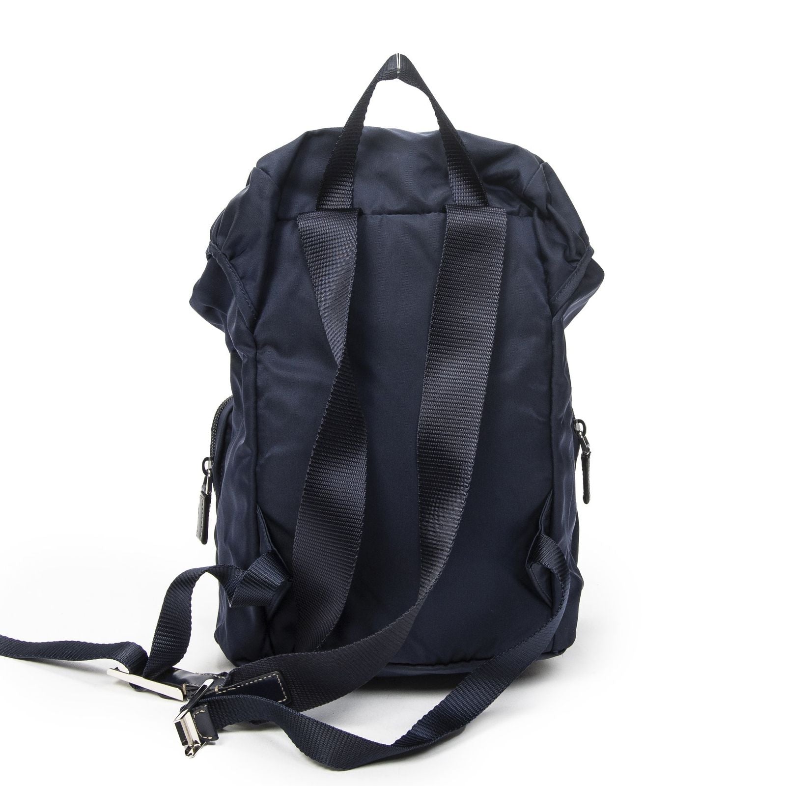 Prada Drawstring Flap Backpack Navy Nylon Canvas — view 5