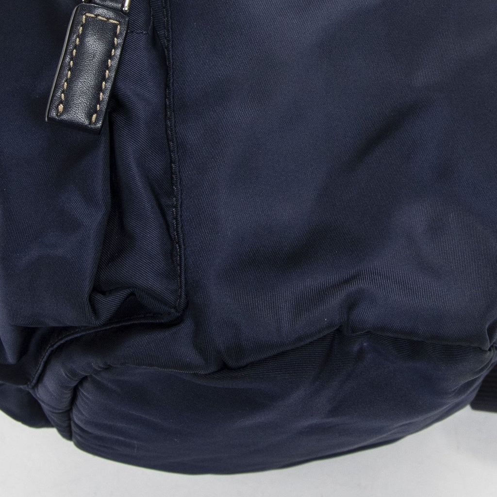 Prada Drawstring Flap Backpack Navy Nylon Canvas — view 8