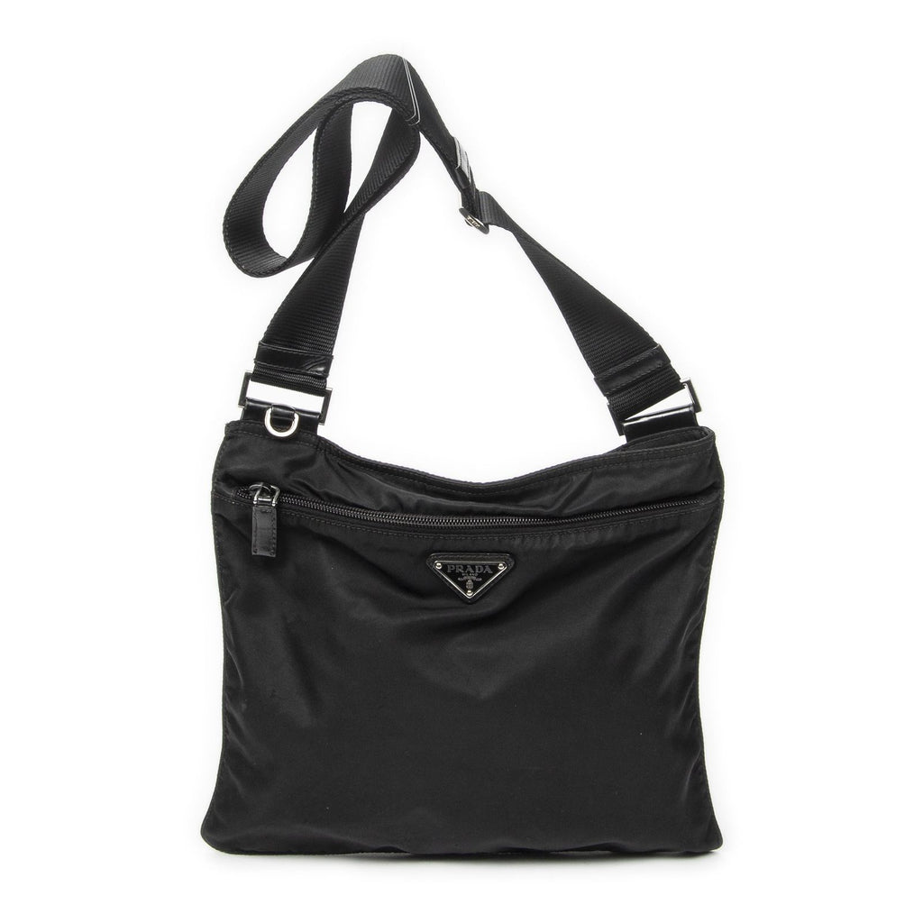 Prada Flatmessenger Black Nylon Canvas Shoulder