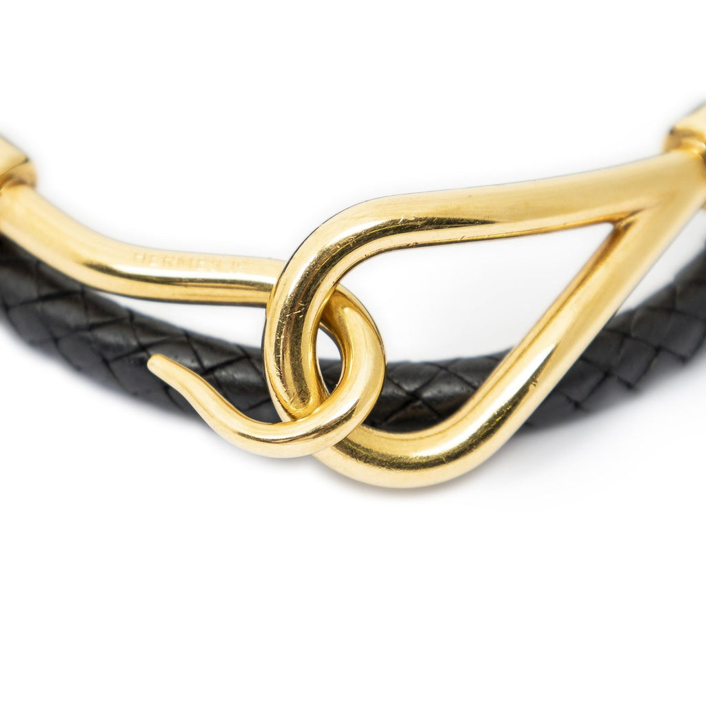 Hermes Jumbohook Double Bracelet Black Calfskin — view 3