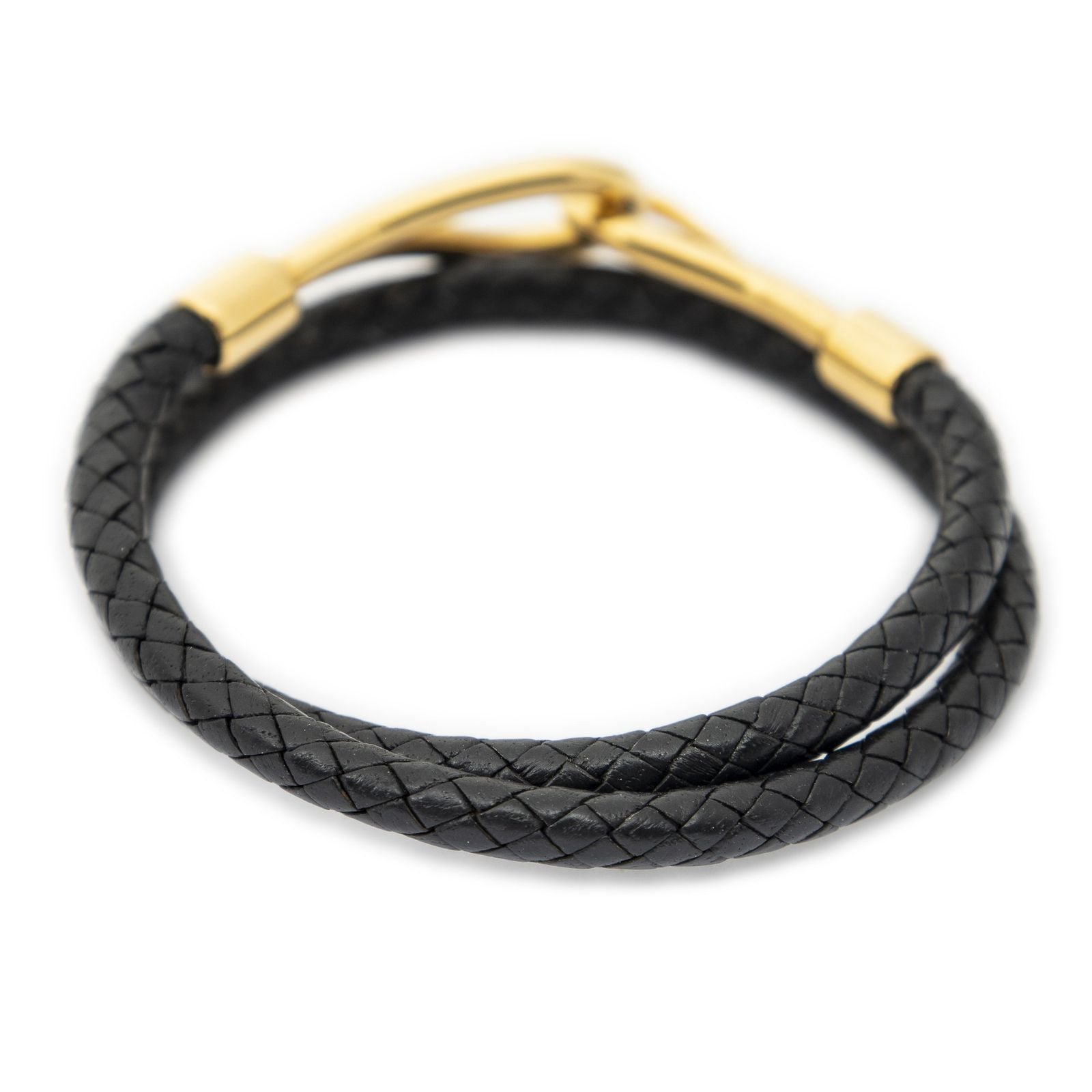 Hermes Jumbohook Double Bracelet Black Calfskin — view 2