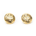 Chanel CC Logo Round Clip Type Earrings Gold Plated