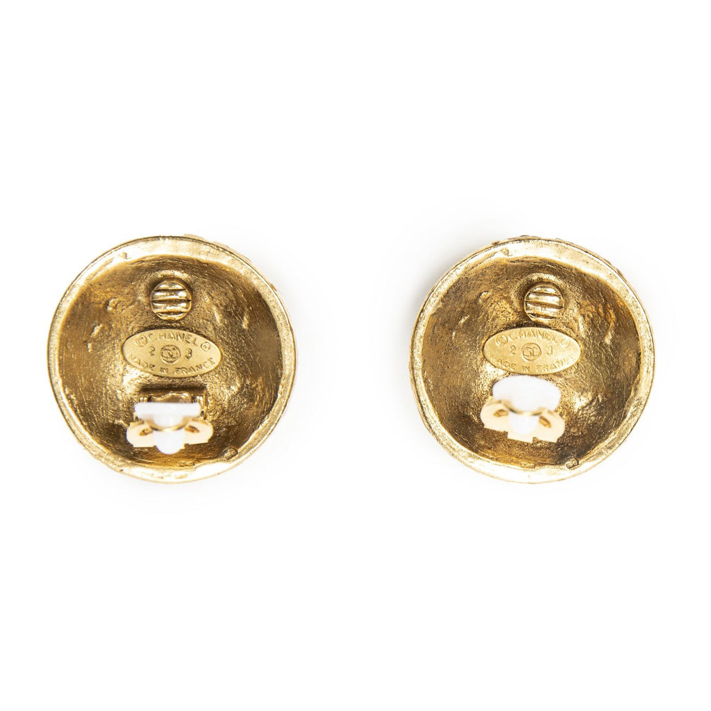 Chanel CC Rhinestone Round Earrings — view 3