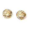 Chanel CC Rhinestone Round Earrings