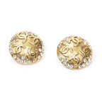 Chanel CC Rhinestone Round Earrings