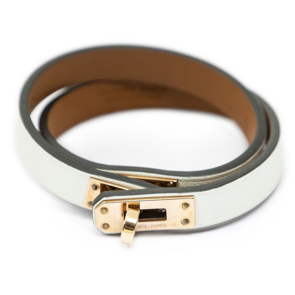 Hermes Kelly Double Tour Bracelet Lightgreen Leather