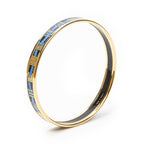 Hermes Enamel Bangle Blue Gold Ribbon Motifa Bracelet
