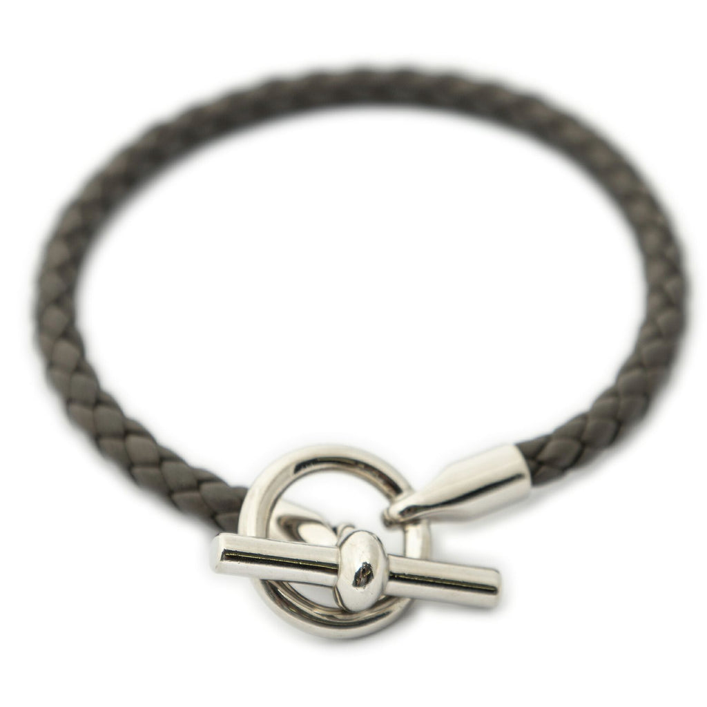 Hermes Glenan Wrap Bracelet Gray Calfskin