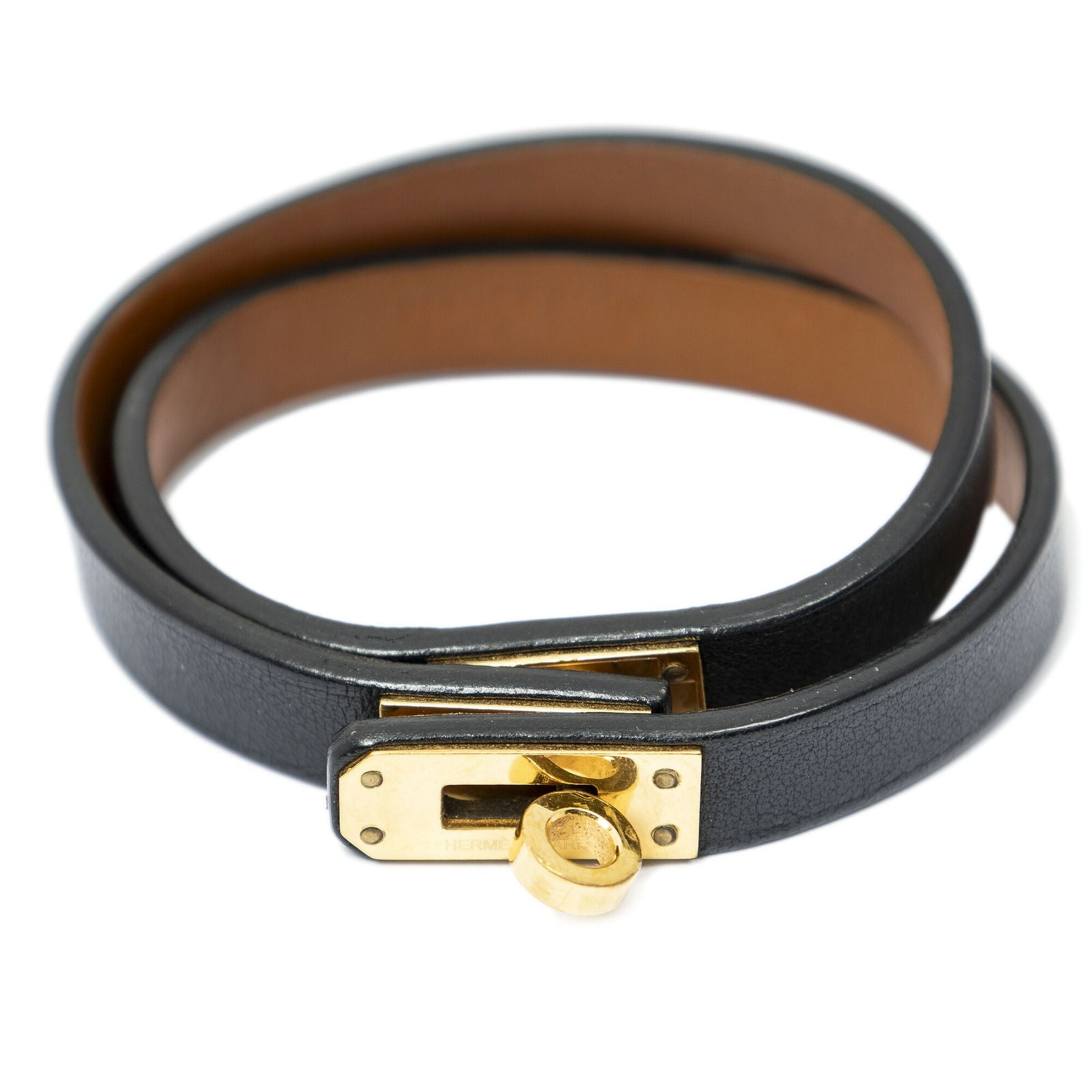 Hermes Kelly Double Tour Bracelet Black Leather