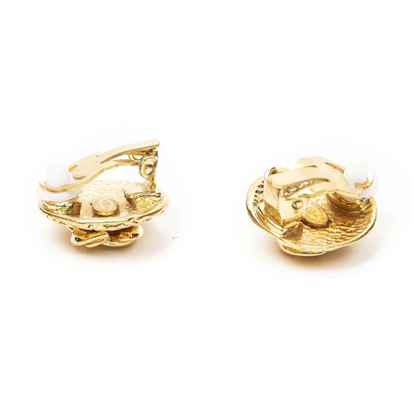 Chanel CC Logo Round Clip Type Earrings Gold Plated — view 2