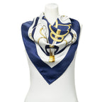 Hermes Scarf Blue White 100% Twillsilk