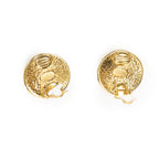Chanel CC Logo Round Clip Type Earrings Gold Plated — view 3