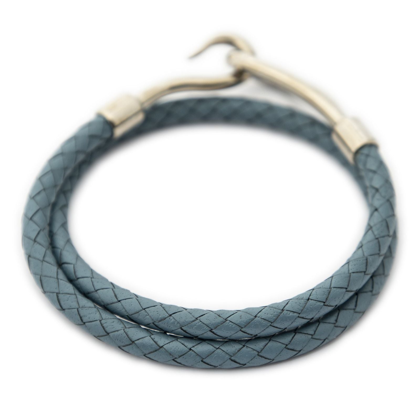 Hermes Jumbohook Double Bracelet Blue Calfskin — view 2