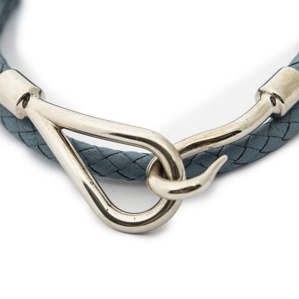 Hermes Jumbohook Double Bracelet Blue Calfskin — view 3
