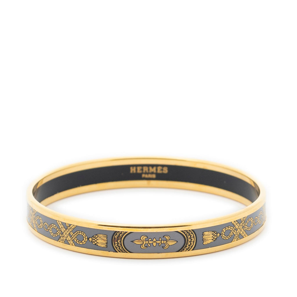 Hermes Enamel Bangle Gray Pumochi Bracelet — view 2