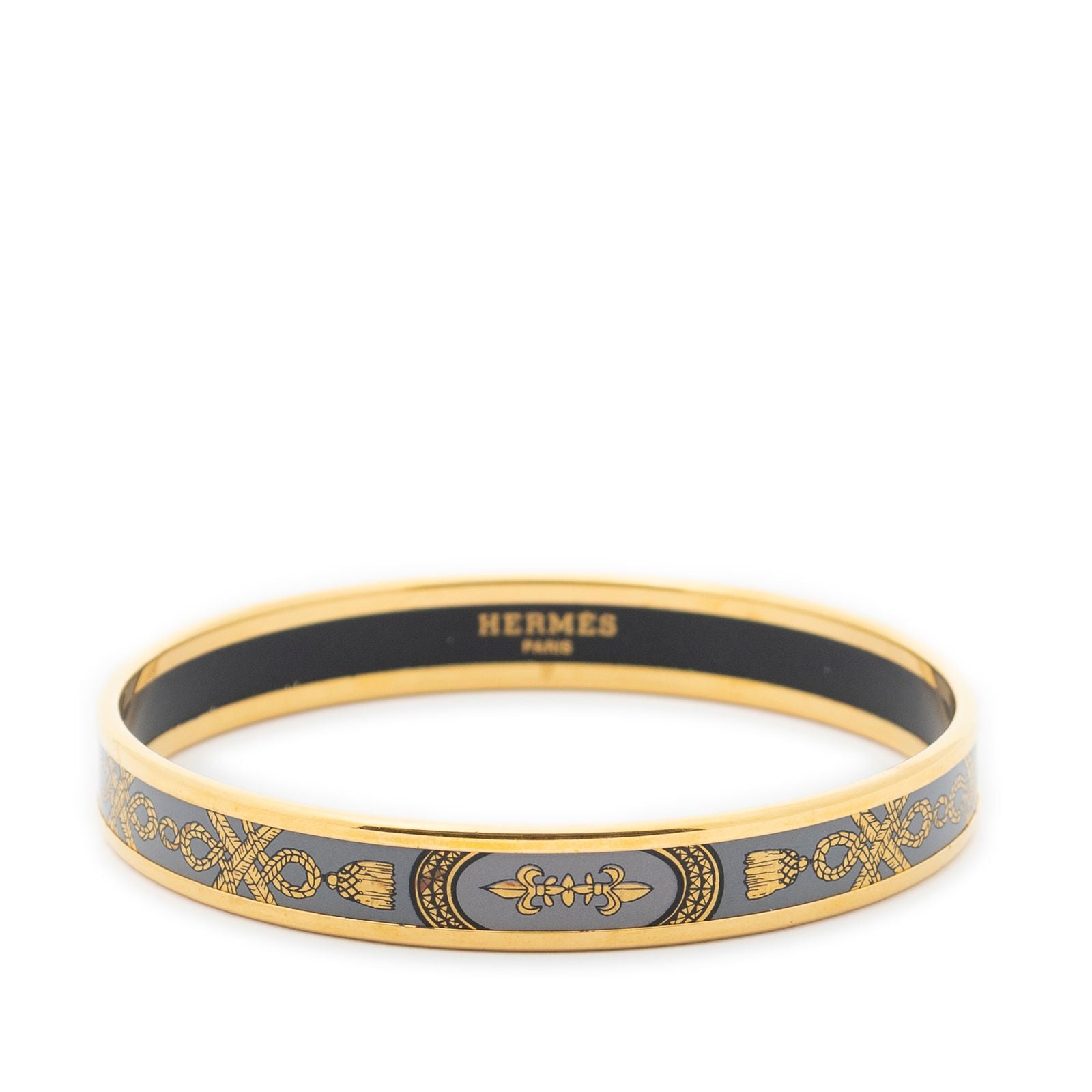 Hermes Enamel Bangle Gray Pumochi Bracelet — view 2