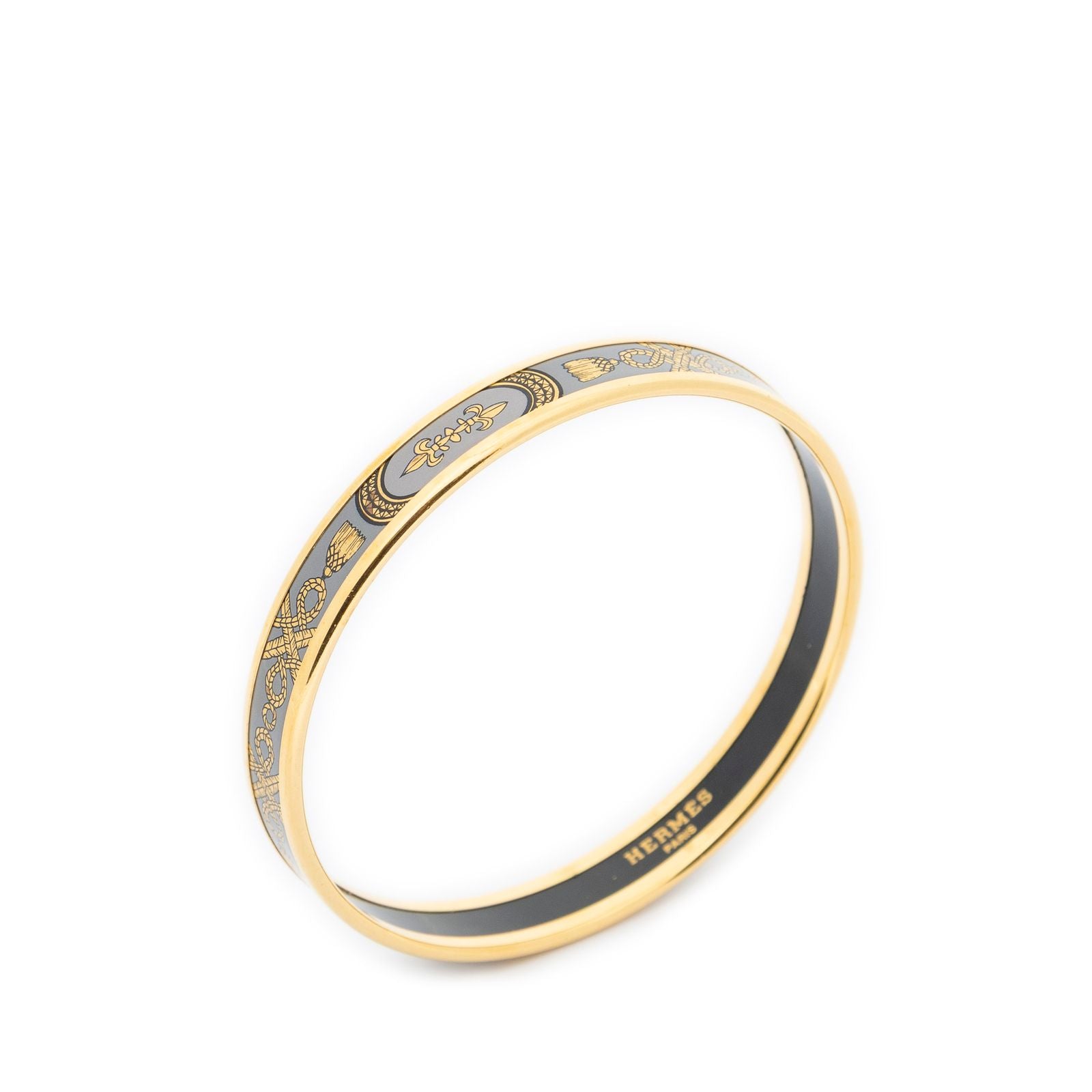 Hermes Enamel Bangle Gray Pumochi Bracelet