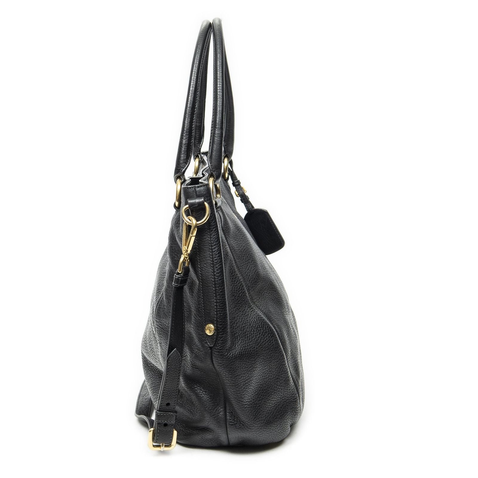 Prada Convertible Tote Black Vitello Dyno — view 4