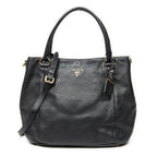 Prada Convertible Tote Black Vitello Dyno