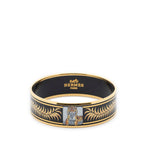 Hermes Enamel Bangle Black Gold Bracelet — view 2