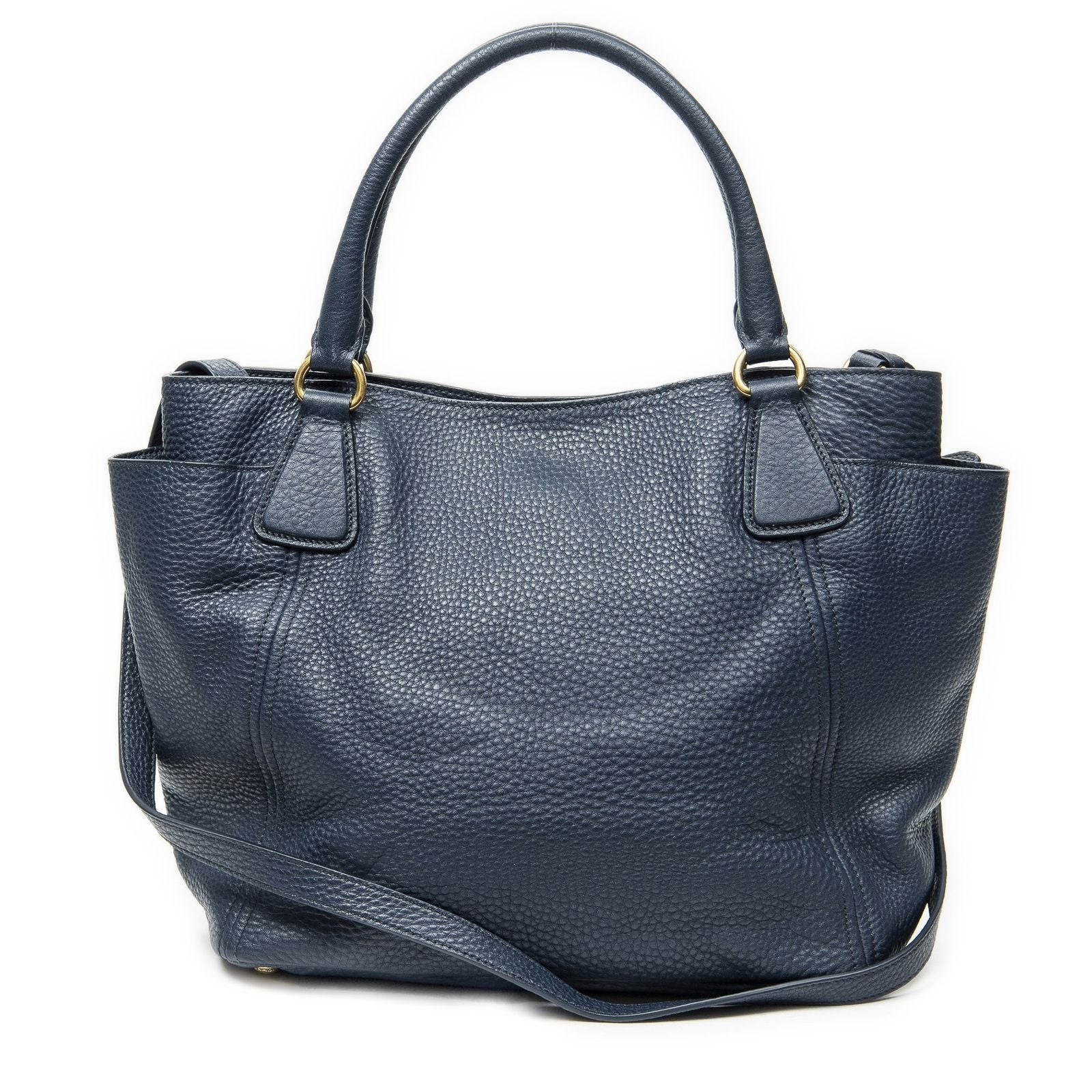 Prada Side Pocket Tote Navy — view 5