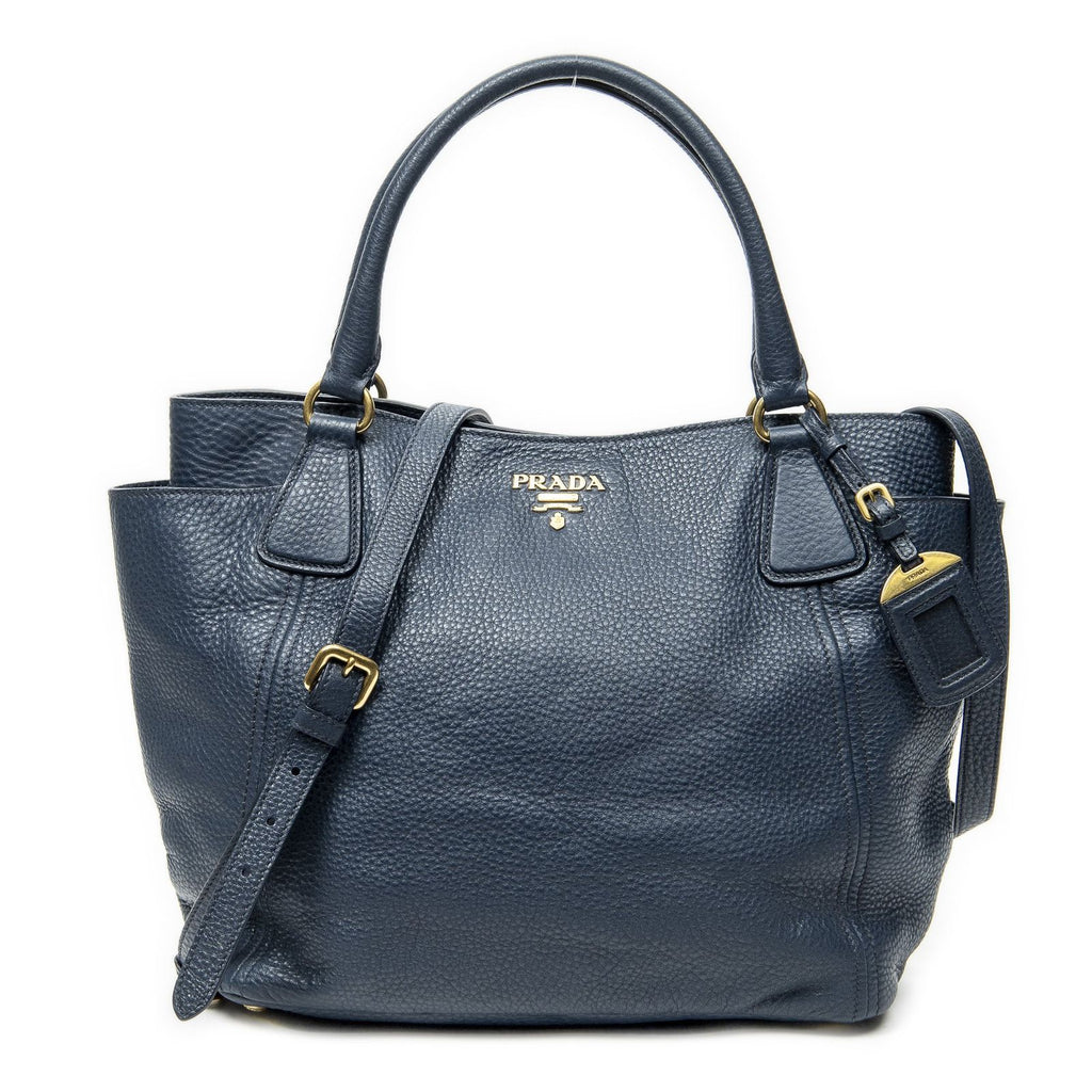 Prada Side Pocket Tote Navy