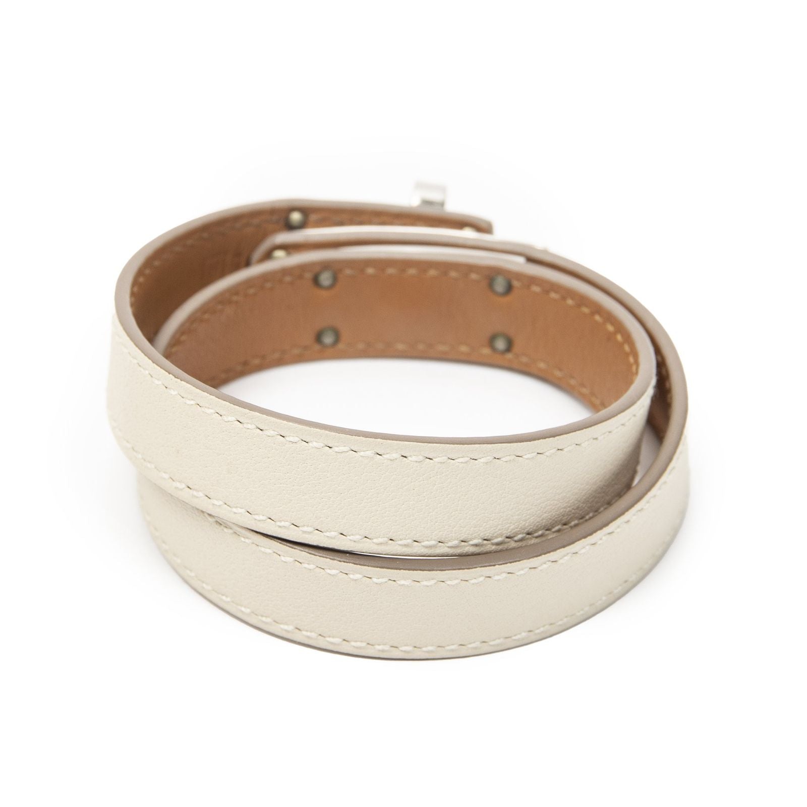 Hermes Kelly Double Tour Bracelet Ivory Leather — view 2