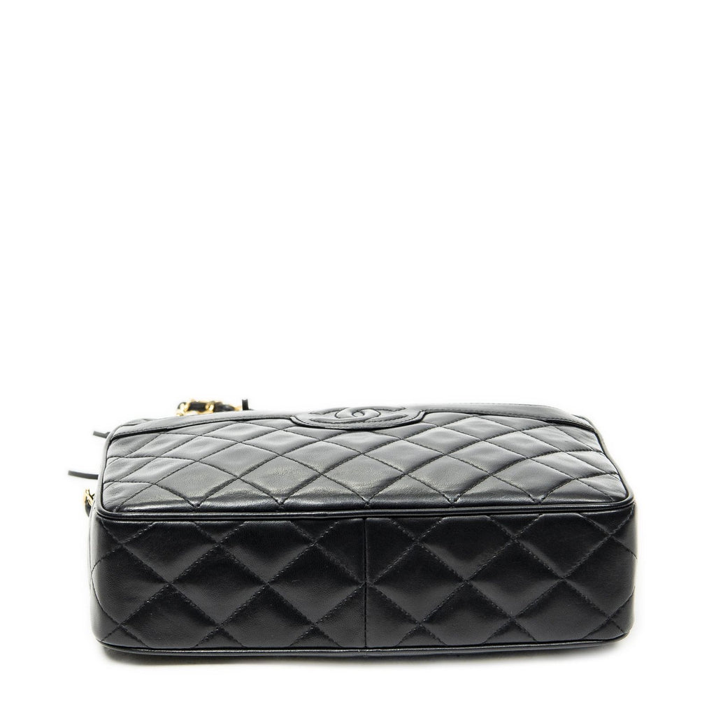 Chanel CC Tassel Camera Bag Black Quilted Lambskin Leather — view 6