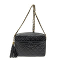 Chanel CC Tassel Camera Bag Black Quilted Lambskin Leather