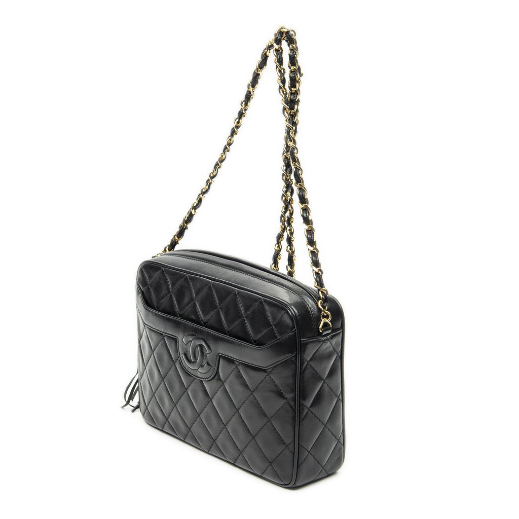 Chanel CC Tassel Camera Bag Black Quilted Lambskin Leather — view 2