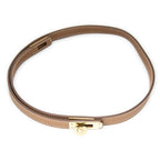 Hermes Kelly Choker Necklace Brown Leather