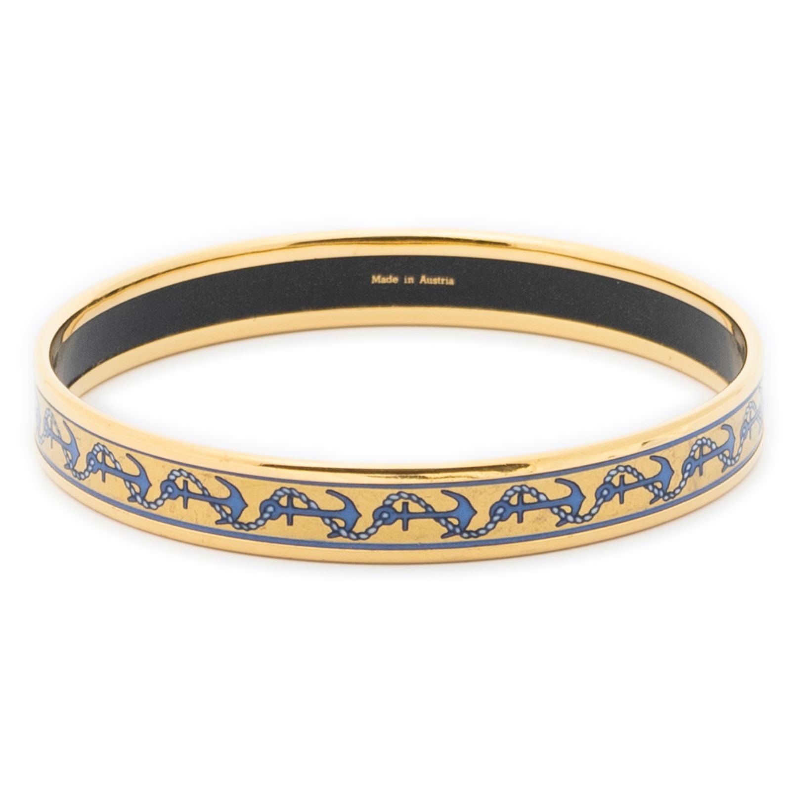 Hermes Enamel Bangle Blue Gold Anchor Motifa Bracelet — view 3