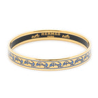 Hermes Enamel Bangle Blue Gold Anchor Motifa Bracelet — view 2