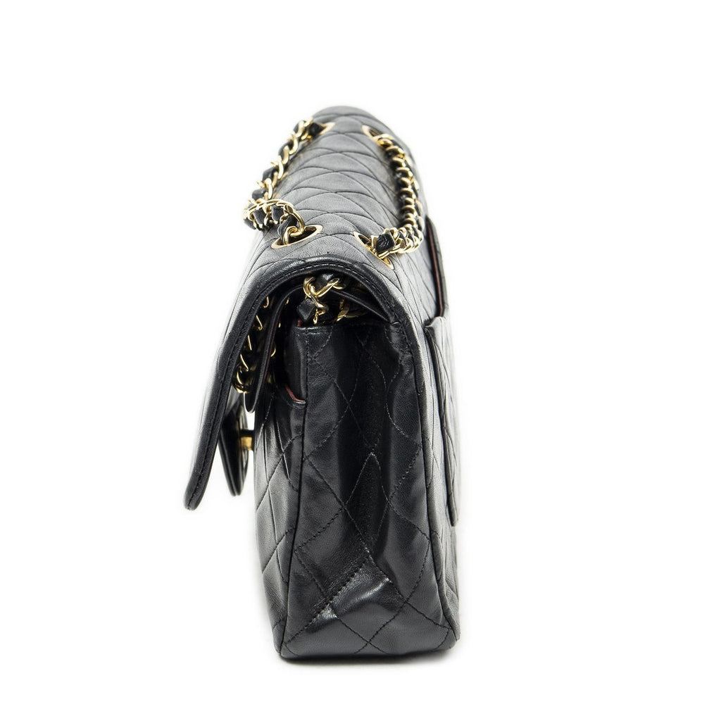 Chanel Quilted Double Flap Black Lambskin Leather — view 3