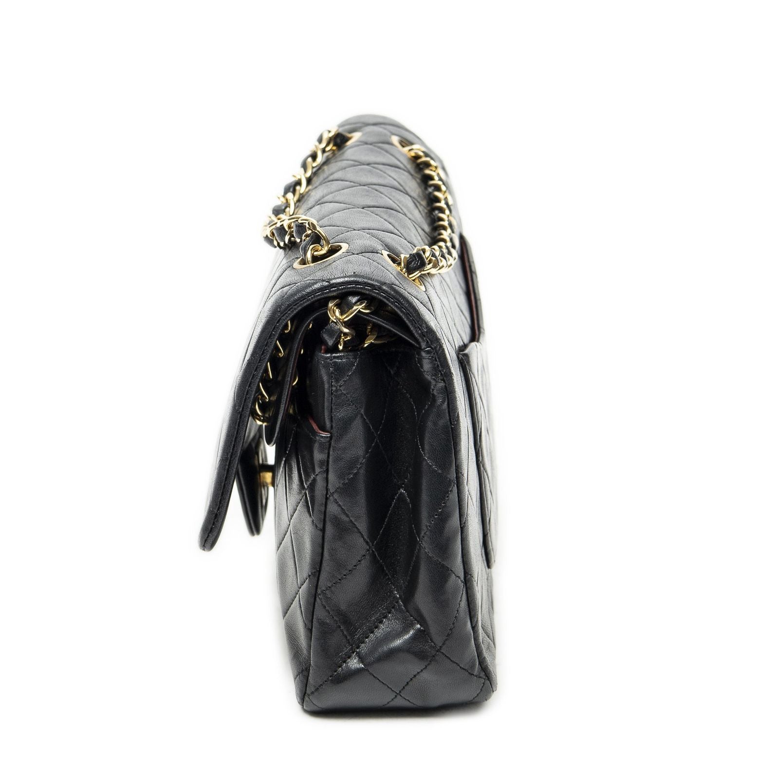 Chanel Quilted Double Flap Black Lambskin Leather — view 3