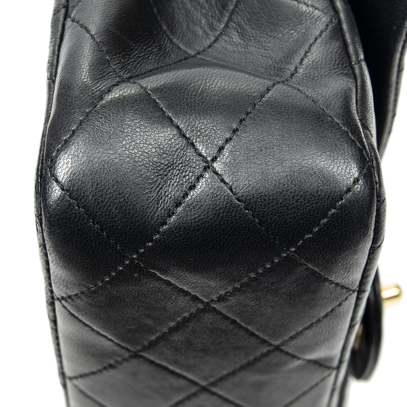 Chanel Quilted Double Flap Black Lambskin Leather — view 7