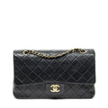 Chanel Quilted Double Flap Black Lambskin Leather