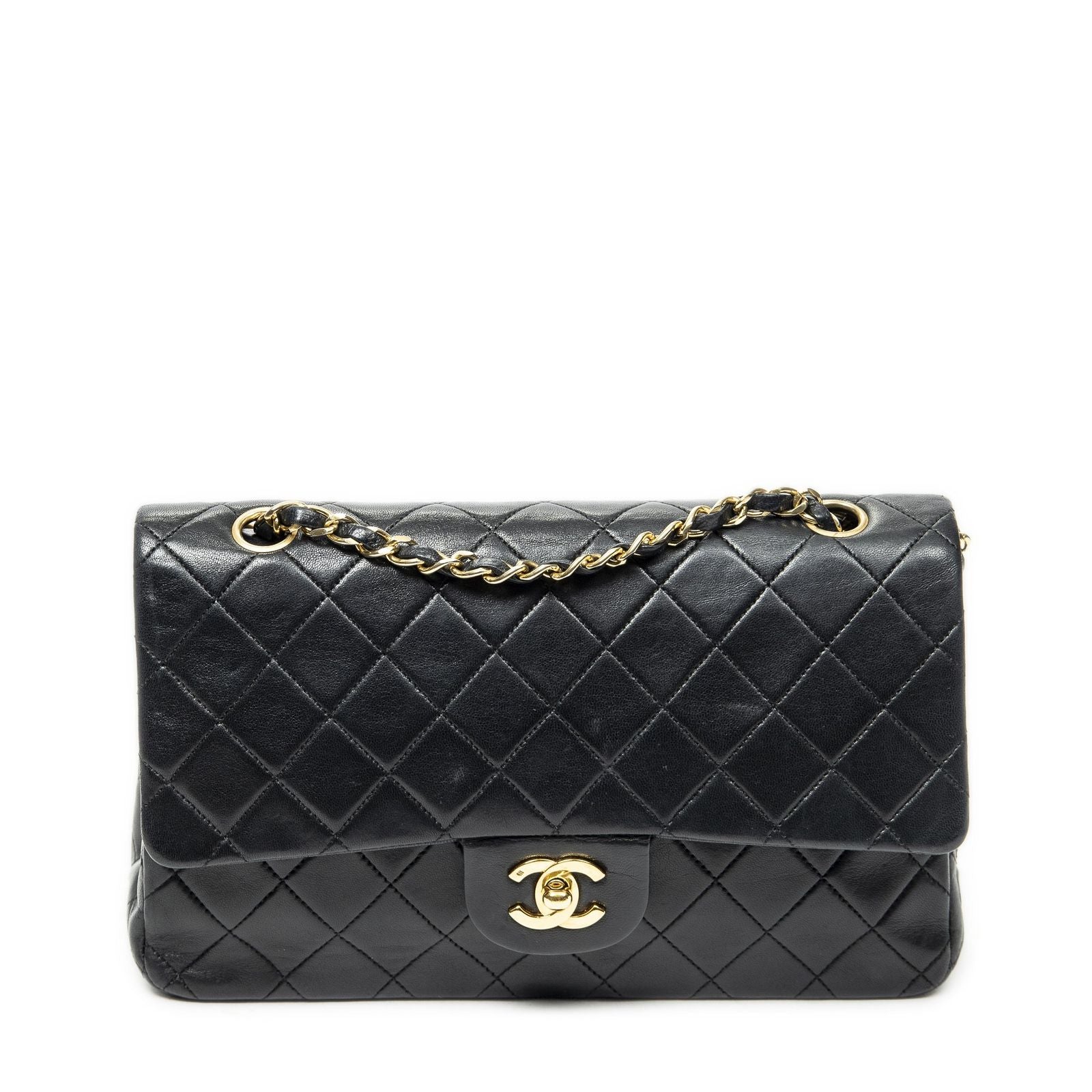Chanel Quilted Double Flap Black Lambskin Leather