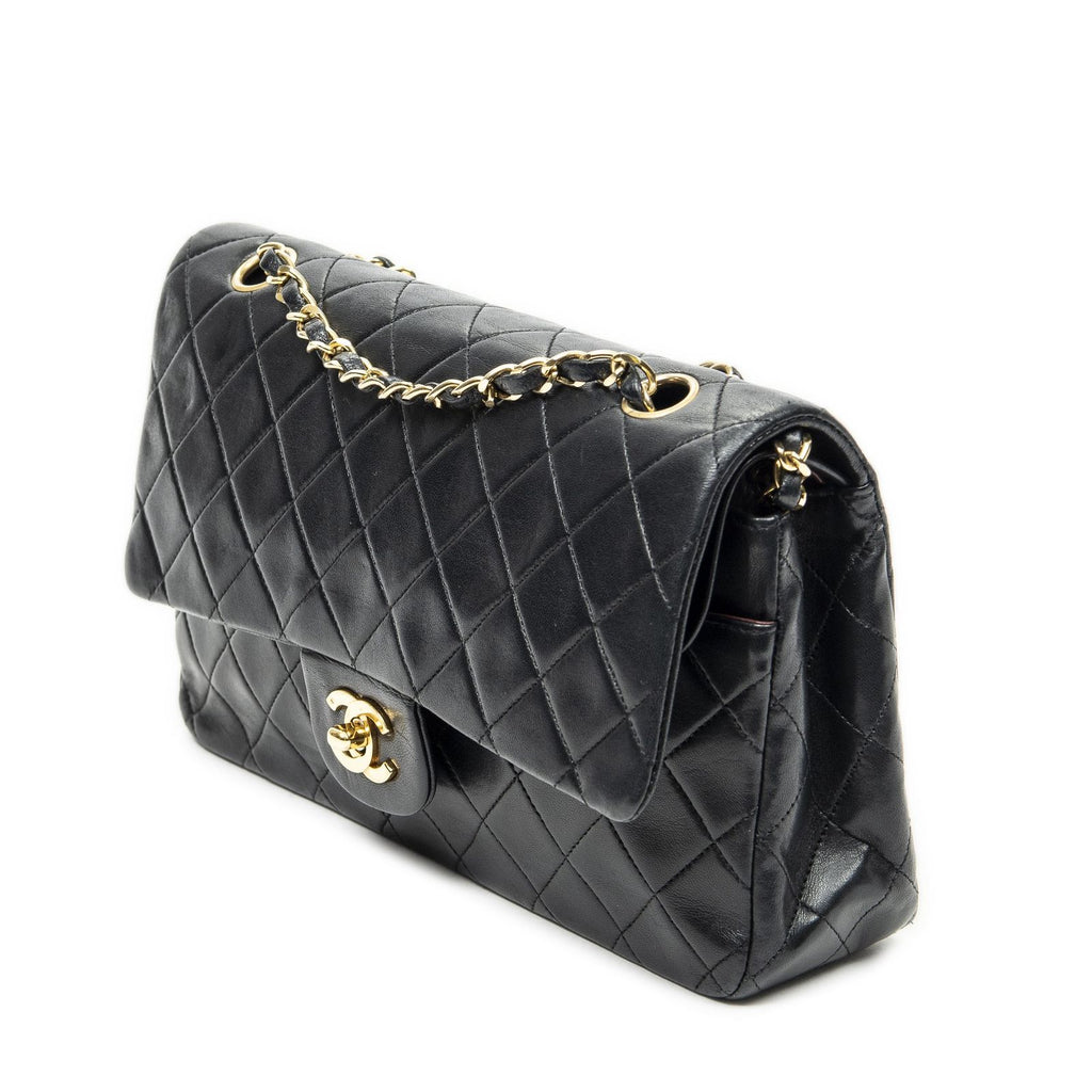 Chanel Quilted Double Flap Black Lambskin Leather — view 2