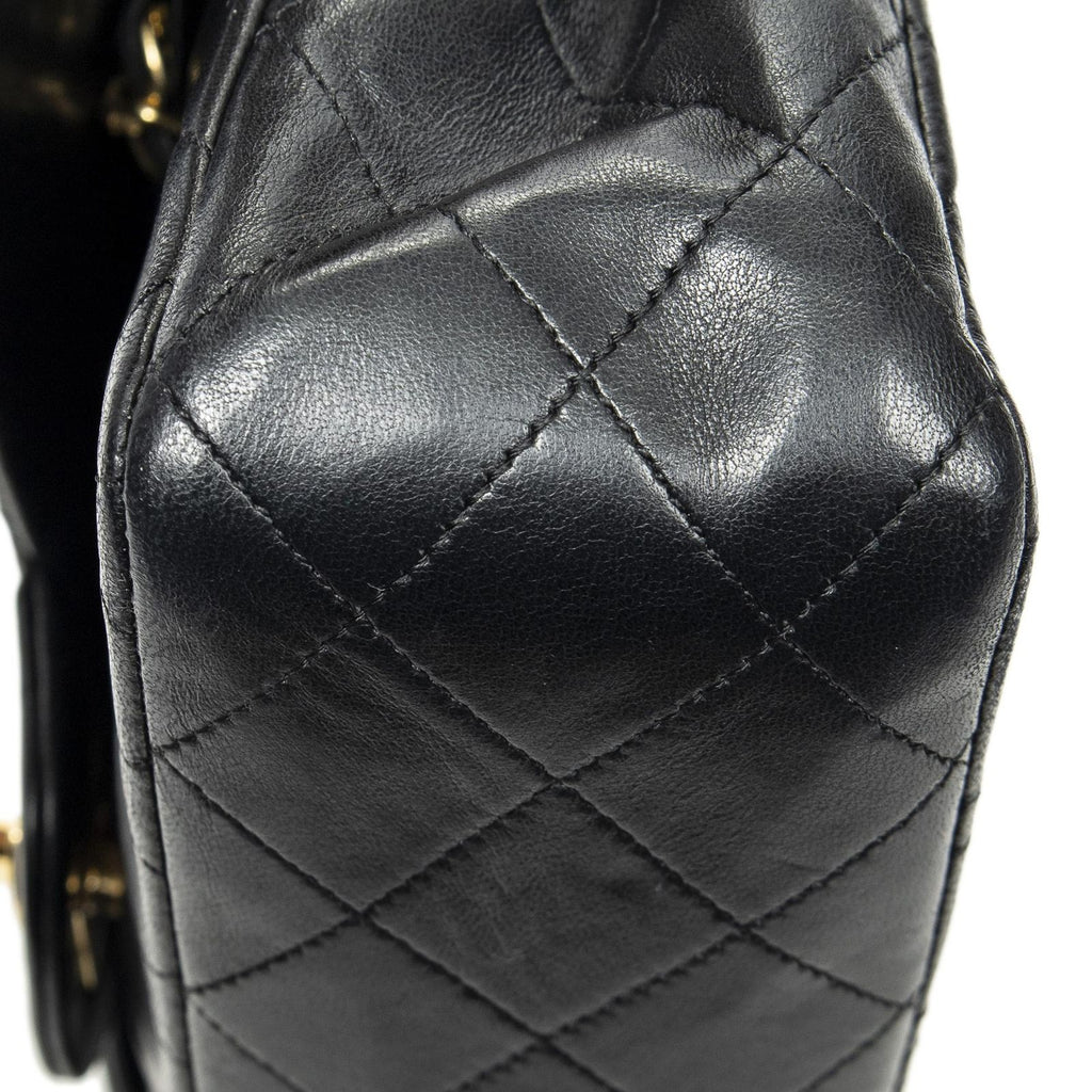Chanel Quilted Double Flap Black Lambskin Leather — view 8