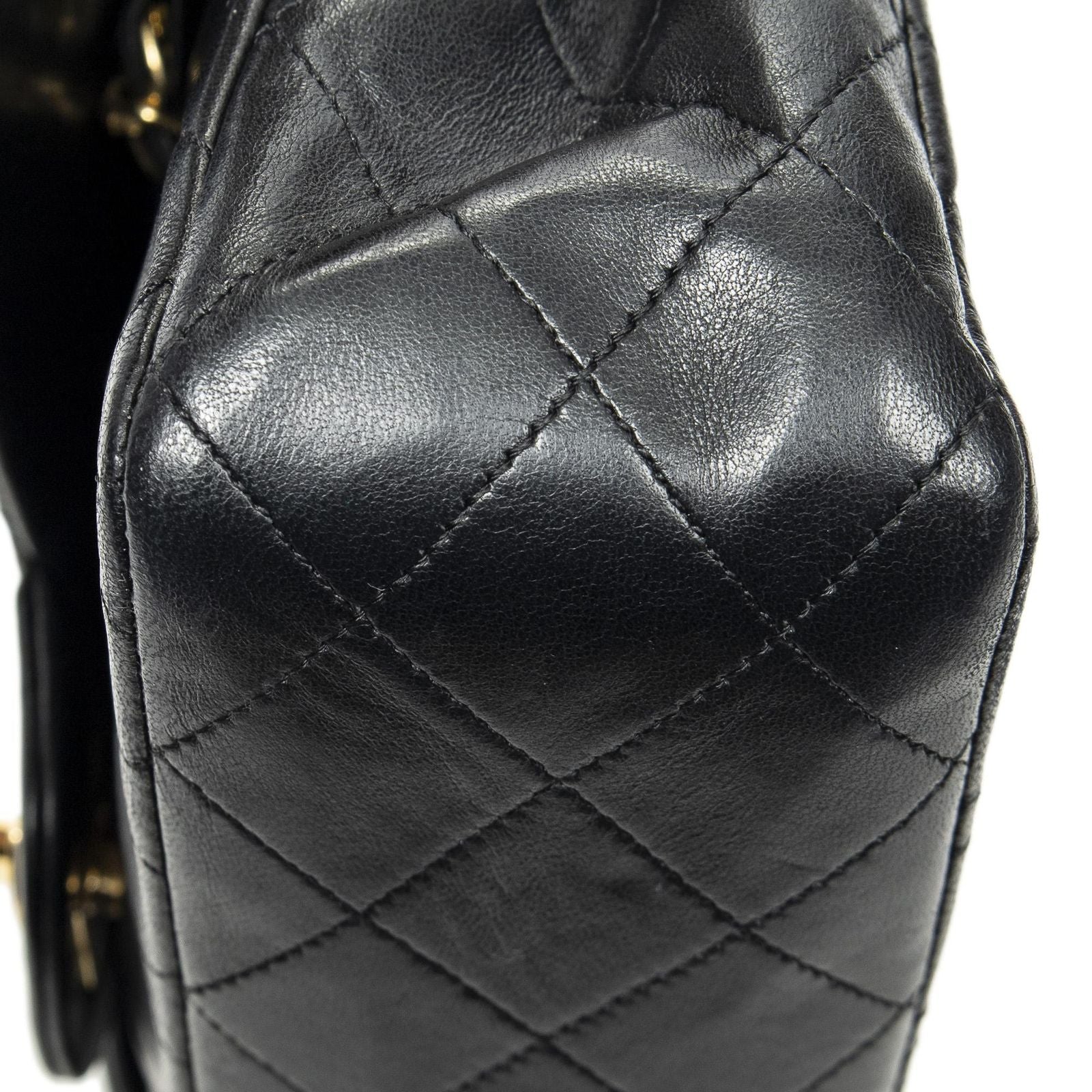 Chanel Quilted Double Flap Black Lambskin Leather — view 8