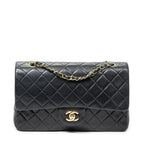 Chanel Quilted Double Flap Black Lambskin Leather