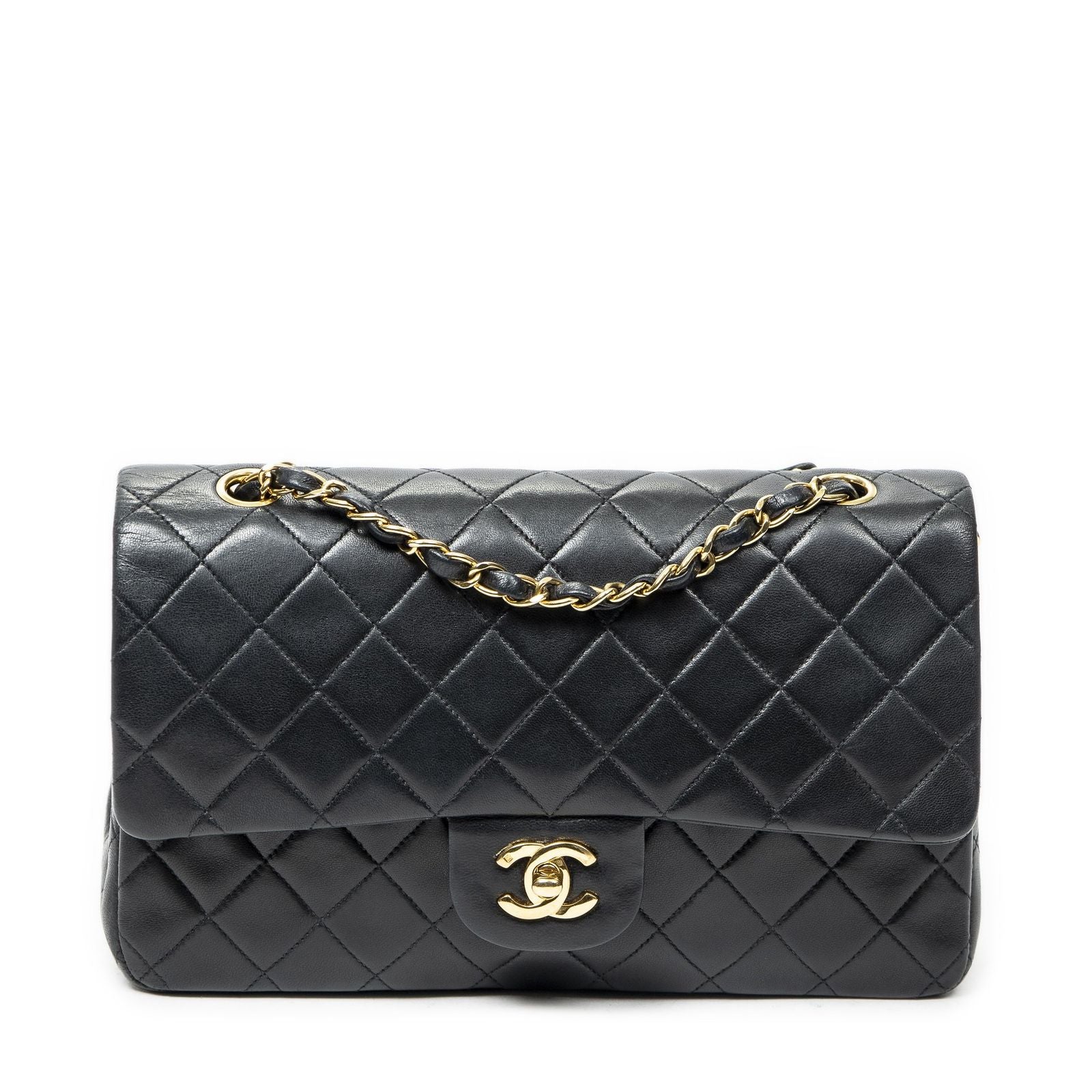 Chanel Quilted Double Flap Black Lambskin Leather
