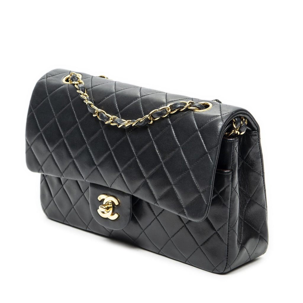 Chanel Quilted Double Flap Black Lambskin Leather — view 2