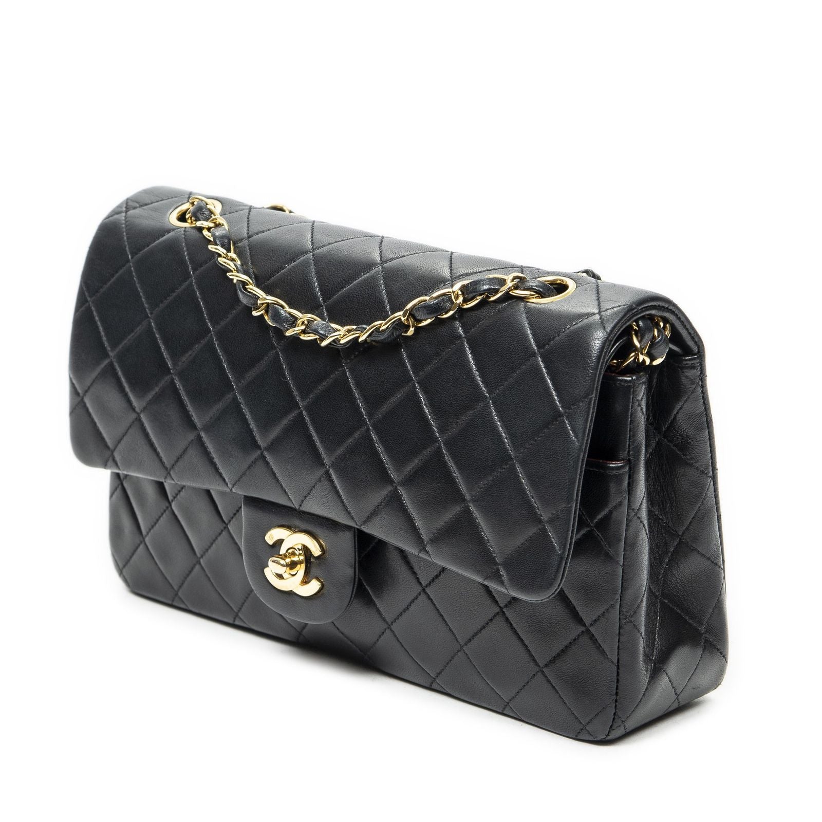 Chanel Quilted Double Flap Black Lambskin Leather — view 2
