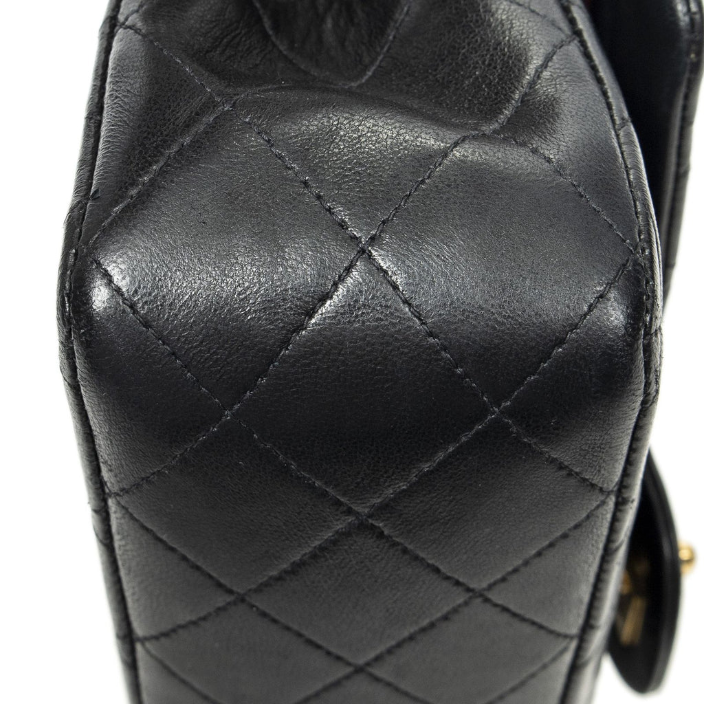 Chanel Quilted Double Flap Black Lambskin Leather — view 7