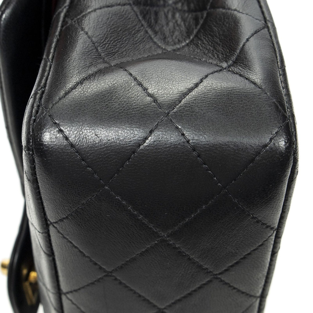 Chanel Quilted Double Flap Black Lambskin Leather — view 8