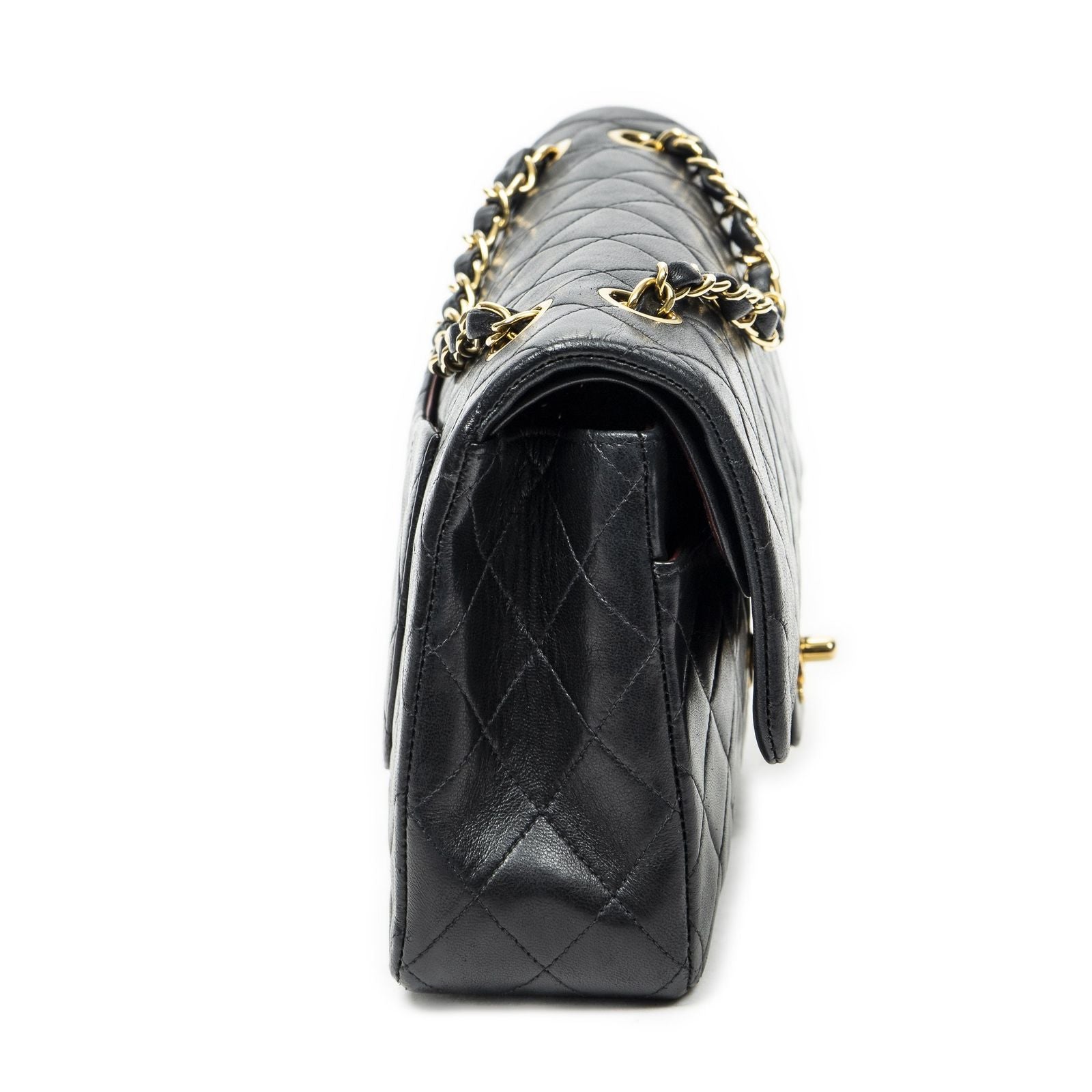 Chanel Quilted Double Flap Black Lambskin Leather — view 4